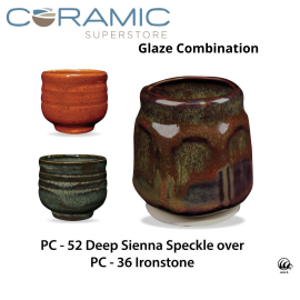 Deep Sienna Speckle PC-52 over Ironstone PC-36 Pottery Cone 5 Glaze Combination Deep Sienna Speckle PC-52 over Ironstone PC-36 Pottery Cone 5 Glaze Combination